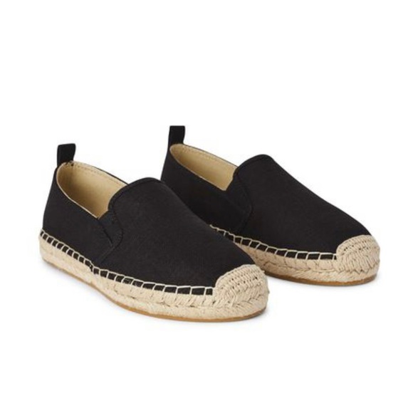 Espadrilles Rope Sole Black Canvas Shoes 7 - Picture 1 of 7